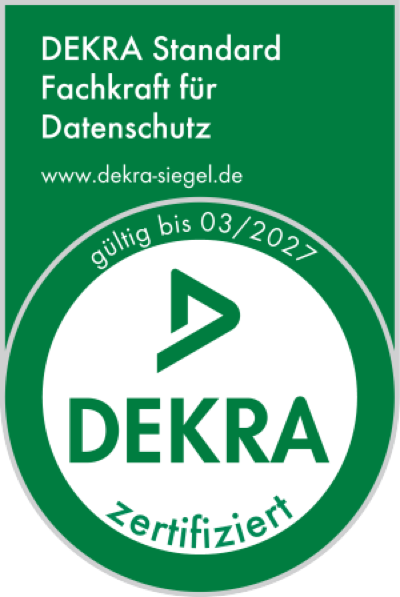 DEKRA-Siegel „Fachkraft für Datenschutz“, persönliche Zertifizierung von Silke Chabrié